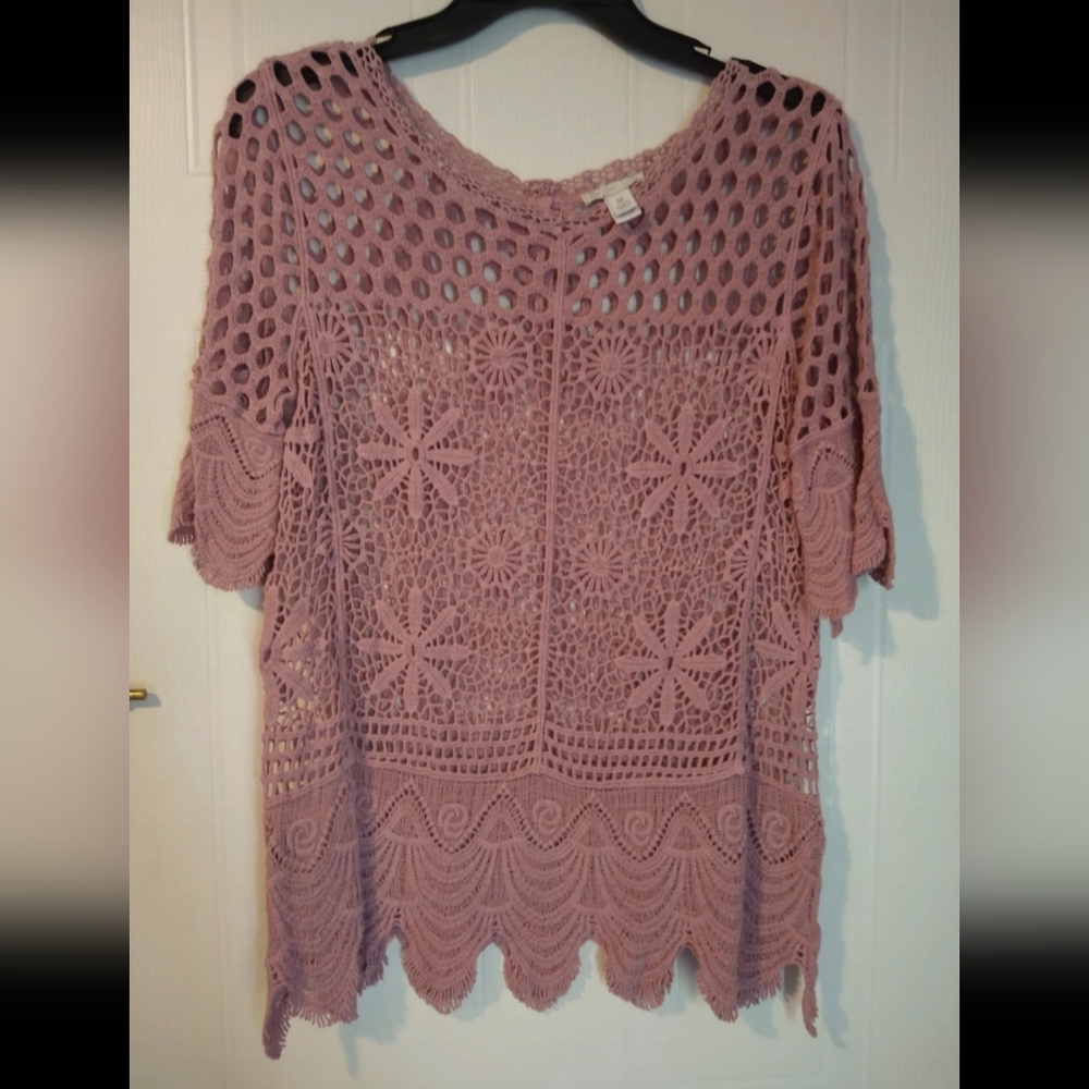 Cato sz Med Mauve Open Knit Sweater